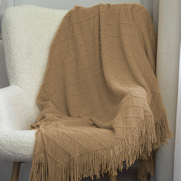 Deka Žakárová So Strapcami Neria Béžový Taupe 130x170 cm