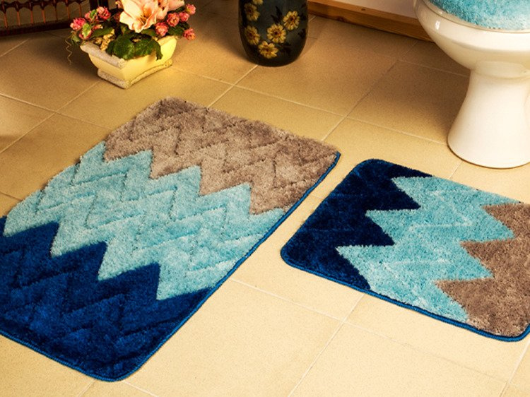 Kúpeľňové Koberčeky Zig Zag Modrý 91