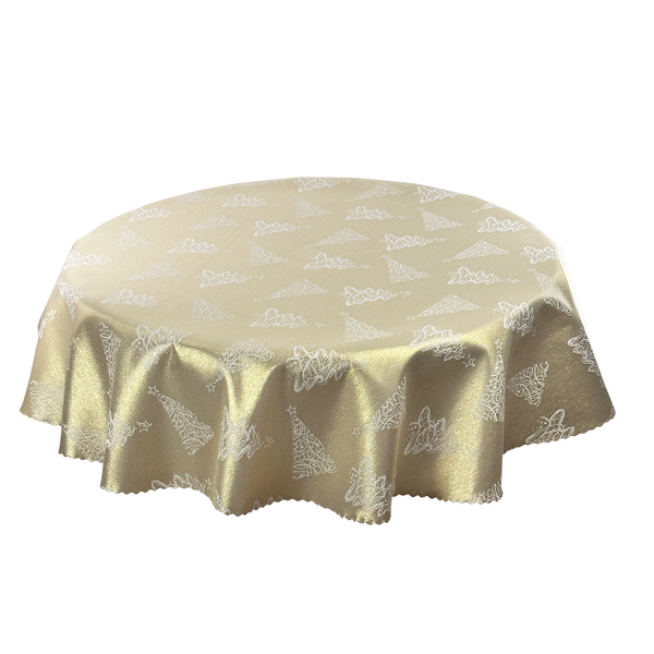 Obojstranné Obrusy s Nešpinivou Vianočný Strom Z-3401 Zlatý Okrúhly