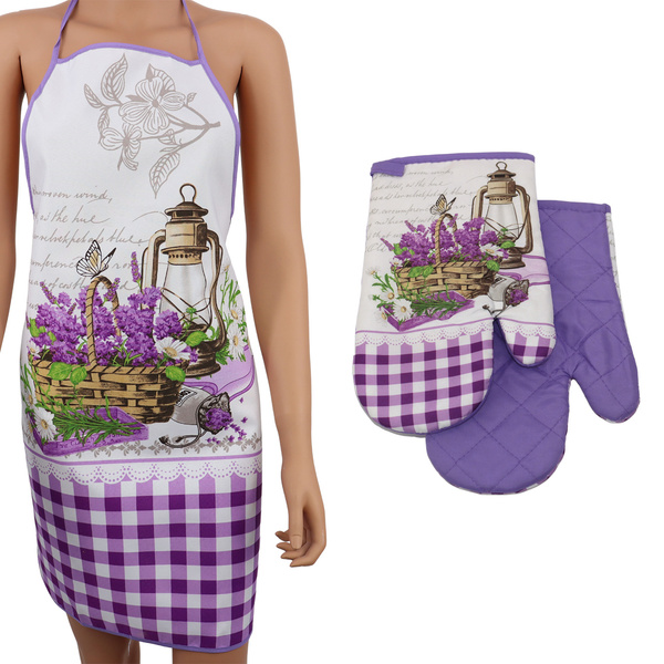 Kuchyňská Zástěra a 2 Kuchynské Rukavice s Magnetom Lavender II F319113B SADA