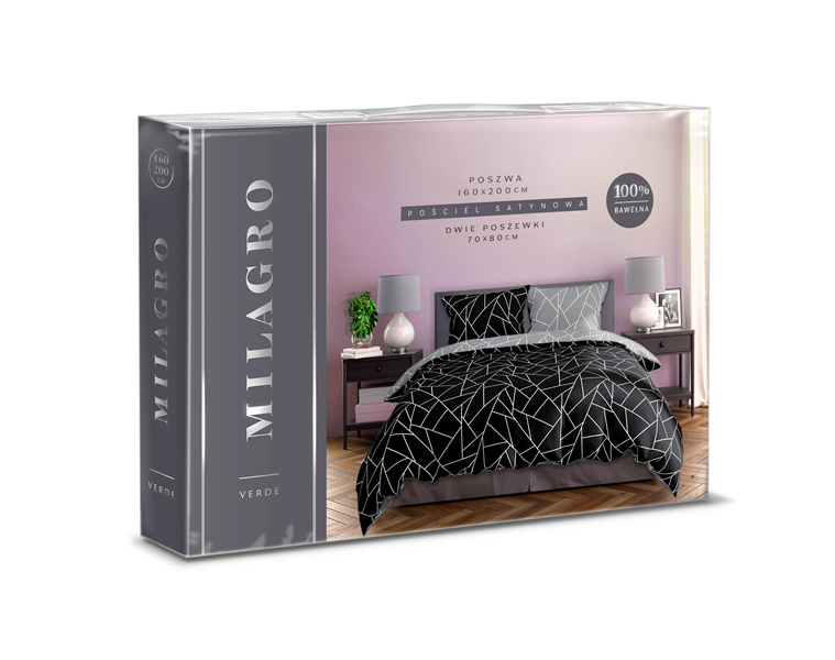 Posteľná súprava z bavlneného saténu 160x200+ 2x70x80 Milagro Verde 007