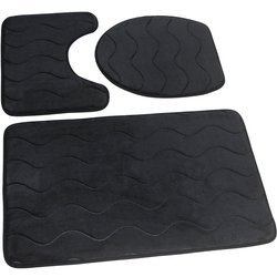 Kúpeľňové Koberčeky Sumba Čierny 23 - Trojdielny