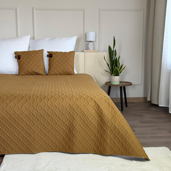 Obojstranné Prehozy Parla 3D Hnedý karamel 180x220+2x40x40