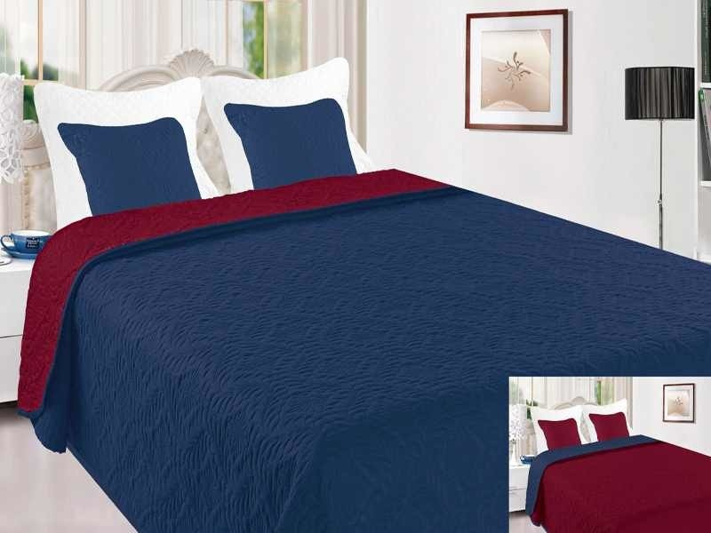 Obojstranné Prehozy na Posteľ Vigo II Navyblue-Burgundy 35- SALE