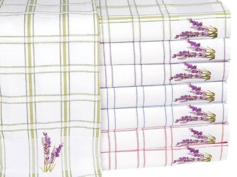 Bavlnené Kuchynské Utierky Lavender Biela Zelená 45x65 cm