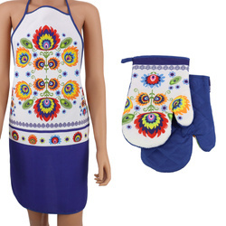 Kuchyňská Zástěra a 2 Kuchynské Rukavice s Magnetom Folk II 2267A SADA