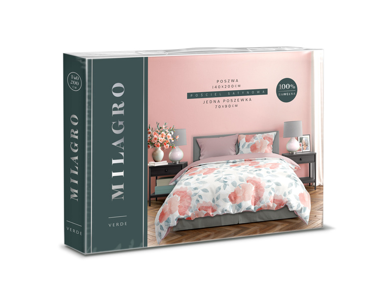 Posteľná súprava z bavlneného saténu 140x200+70x90 Milagro Verde 027