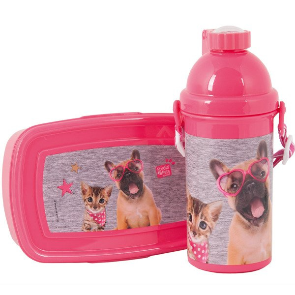 Desiatový set Fľašu a Box Studio Pets Pes a Mačka PEE