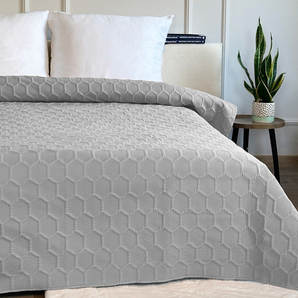 Obojstranné Prehozy Parla 3D Svetlo šedá Bez Vankúšov 180x220