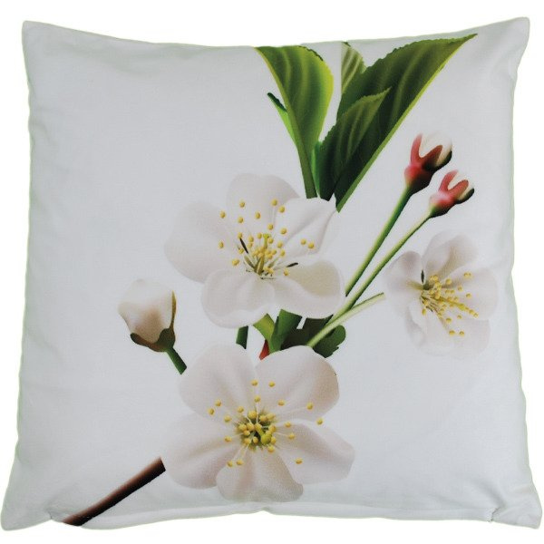 Velúrová Dekoračná Obliečka na Vankúš 3D Biele Kvety 45x45 cm