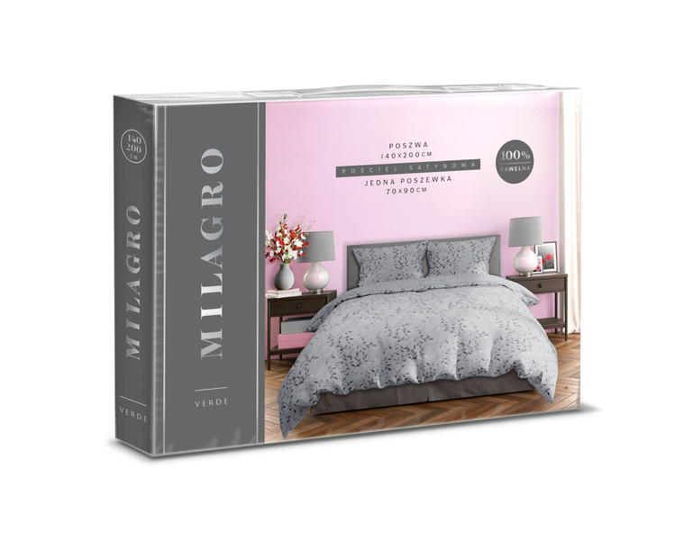 Posteľná súprava z bavlneného saténu 140x200+70x90 Milagro Verde 025