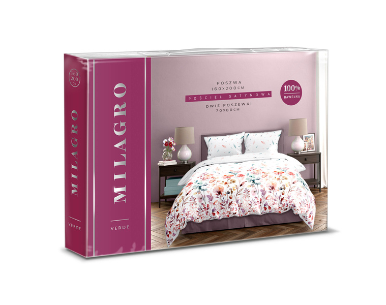 Posteľná súprava z bavlneného saténu 160x200+ 2x70x80 Milagro Verde 001