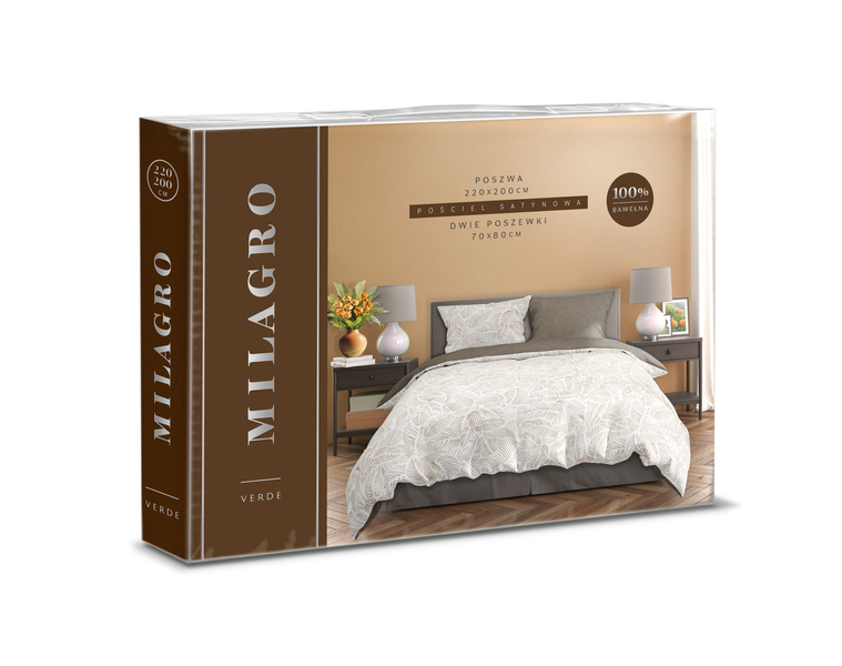 Posteľná súprava z bavlneného saténu 140x200+70x90 Milagro Verde 028