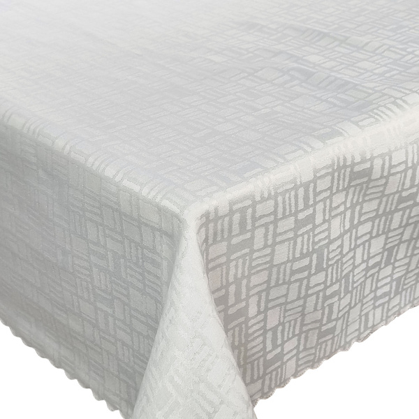 Obrusy s Jacquard Ines Biela kockovaná