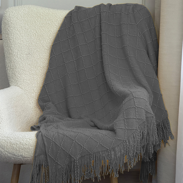 Deka Žakárová So Strapcami Neria Grafitový Tmavosivý 150x200 cm