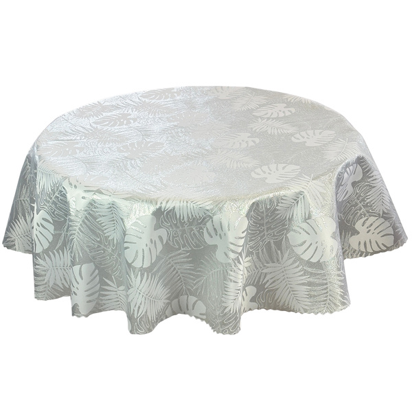 Obojstranné Obrusy s Nešpinivou Monstera opúšťa Golden Z-2771 Okrúhly