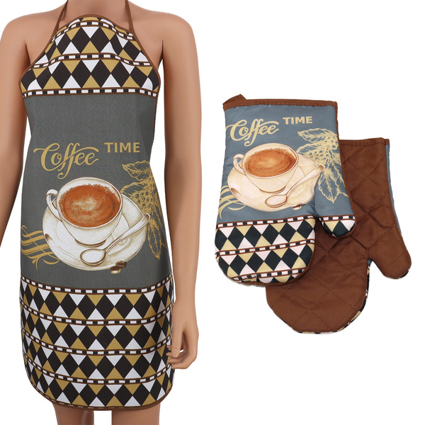 Kuchyňská Zástěra a 2 Kuchynské Rukavice s Magnetom Coffee II 0418FS38 SADA