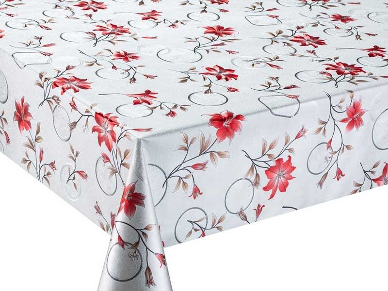 PVC Obrusy s Textilným Podkladom kovové s kvetmi  Relief DB-5068B-5