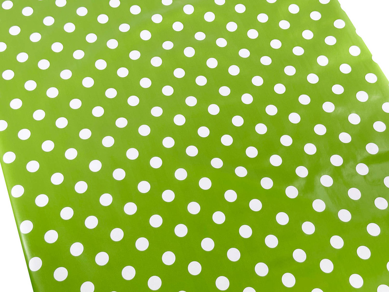 PVC Obrusy s Textilným Podkladom zelené bodky Florista 01150-05  a Rozmery