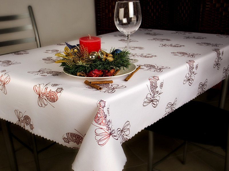 Obojstranné Obrusy s Nešpinivou Vianočný Vínna Vianočná Ozdoba Ornament Okrúhly