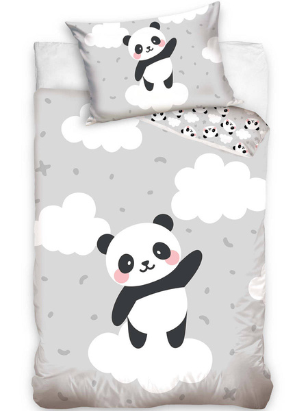 Detské Obliečky 100x135+40x60 Malý Panda Gray BABY226009