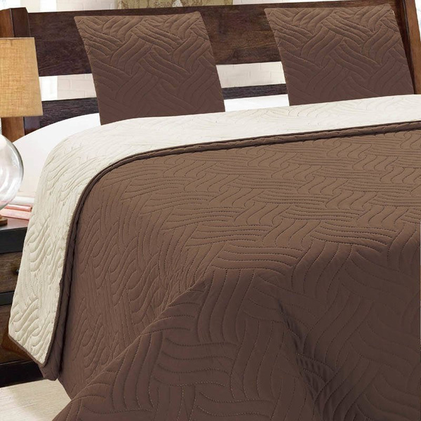 Obojstranné Prehozy na Posteľ Vigo II Ecru-Brown 011 220x240+2x40x40