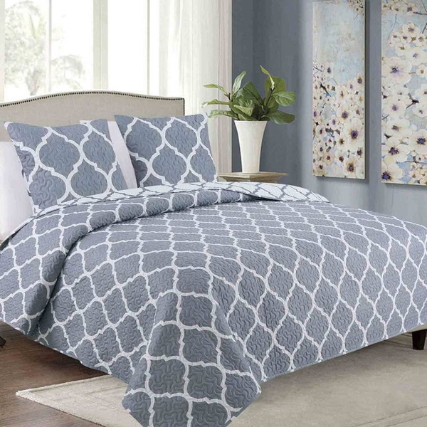 Obojstranné Prehozy na Posteľ TAVIRA J-0727-1 Meridian Gray 220x240+2x40x40