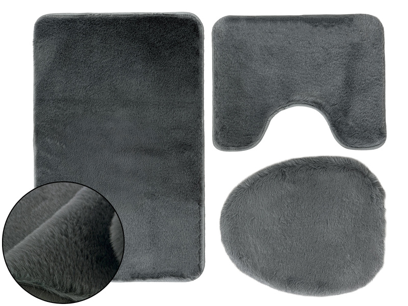 Kúpeľňové Koberčeky Lombok II tmavošedý - 3 ks