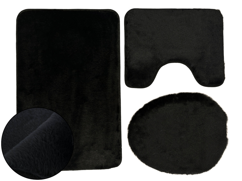 Kúpeľňové Koberčeky Lombok II čierna- 3 ks