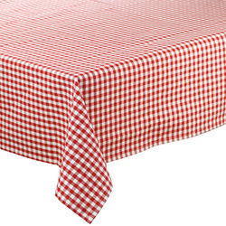 Kockované ľanové Obrus Červená 02