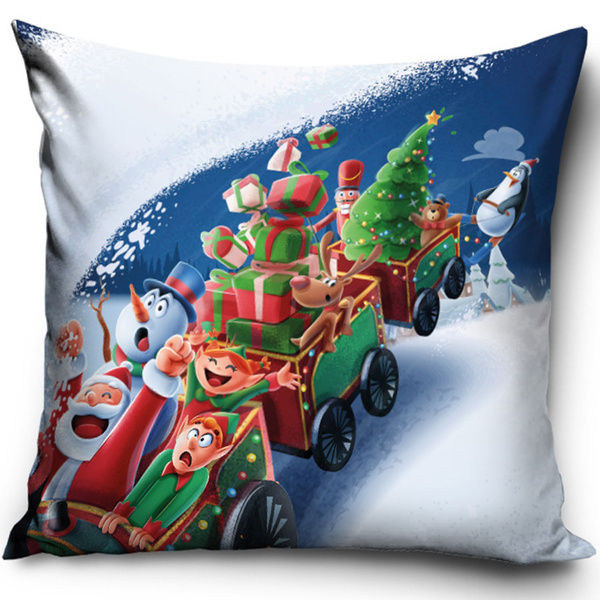 Dekoratívne Vianočné obliečky na Vankúše Vianočné Santa Claus na saniach PNL237005 40x40 cm
