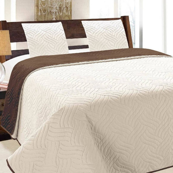 Obojstranné Prehozy na Posteľ Vigo II Ecru-Brown 011 180x220+2x40x40