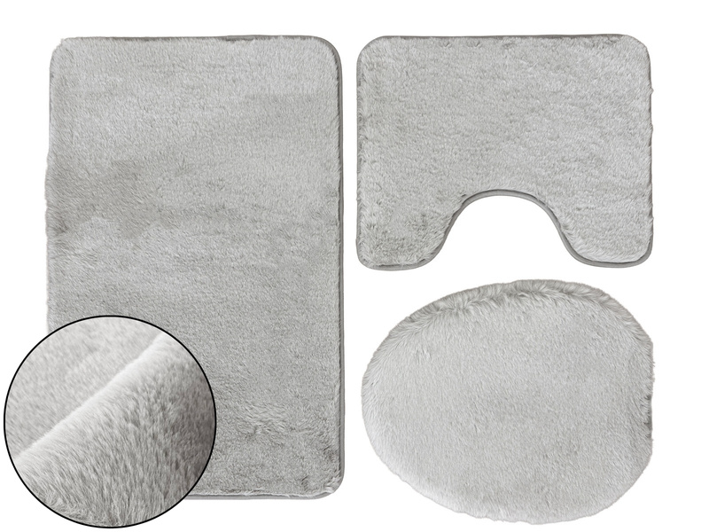 Kúpeľňové Koberčeky Lombok II tsvetlo šedá - 3 ks