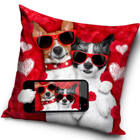Dekoračný Vankúšik Valentines Pes a Mačka Selfie 40x40 cm Sada